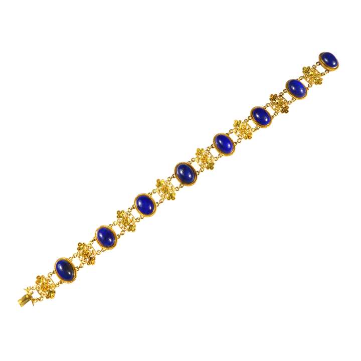 19th century gold and lapis lazuli bracelet